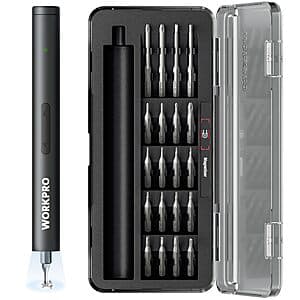 20-in-1 WORKPRO 3.6V Mini Electric Screwdriver w/ Magnetizer & S2 Steel Bits $14