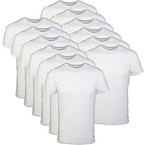 12-Pack Gildan Men's Crew T-Shirts (White, Size Small Only) $20