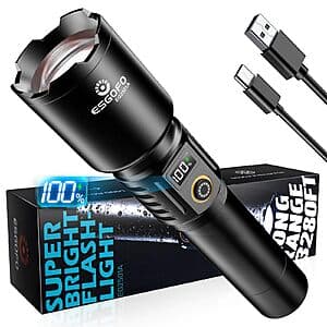 Esgofo Rechargeable USB-C LED Waterproof Flashlight w/ 5 Modes & Aluminum Alloy $6.30