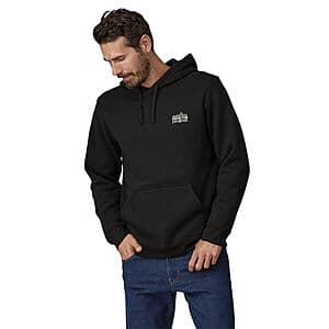 Patagonia Men's Strataspire Uprisal Hoodie in solid color with kangaroo pocket and drawstring hood.