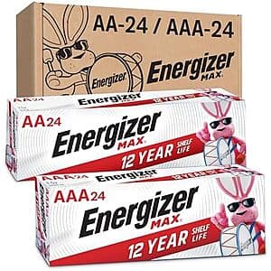 48-Count Energizer Max AA and AAA Alkaline Batteries $21.85 w/ S&S