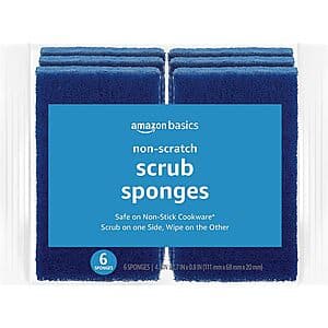 6-Pack Amazon Basics Non-Scratch Dual-Sided Scrub Sponges $2.20 w/ Subscribe & Save