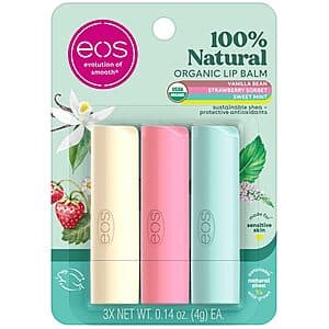 Select Accts: 3-Pack 0.14oz eos 100% Natural & Organic Lip Balm Trio $5.25 w/ Subscribe & Save