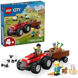 116-Piece LEGO City Red Farm Tractor with Trailer & Sheep Figures $10