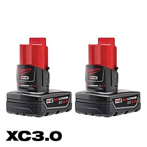 Select Locations: 2-Pack Milwaukee M12 12V Li-ion XC 3.0 Ah Battery Pack $48.35 + Free Shipping