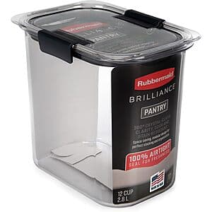 12-Cup Rubbermaid Brilliance Airtight Food Storage Pantry Container $12