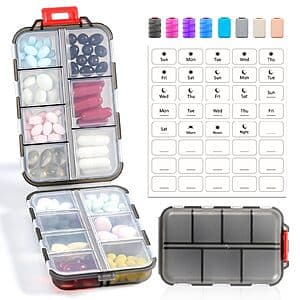 14-Grid LANDNEOO Travel Pill Organizer Box with Labels (Various) $4.50