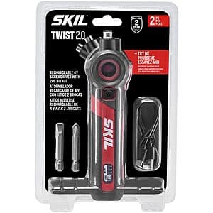 SKIL Twist 2.0 Rechargeable 4V Screwdriver w/ Pivoting Head & 2pc Bit Set $19 & More