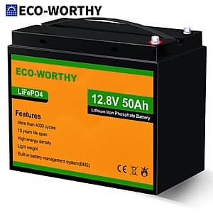 ECO-WORTHY 12V 50Ah Trolling Motor LiFePO4 Lithium Battery w/ BMS $64 + Free Shipping