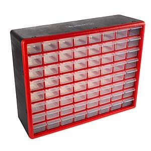 64-Drawer Stalwart Storage Organizer (Red, 6.25" x 20" x 15.5") $23.80