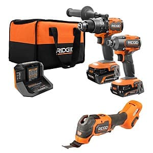 RIDGID 18V Brushless: 1/2" Hammer Drill + 1/4" Impact Driver + Multi Tool & More $149 + Free Shipping