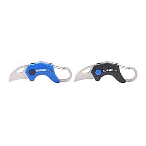 2-Pk 3/4" Kobalt Keychain Folding Carabiner Knife Set $10 + Free Pickup