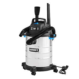 Hart 6-Gallon 5HP Corded Wet/Dry Vacuum w/ Car Cleaning Kit (Stainless Steel) $40 + Free S/H