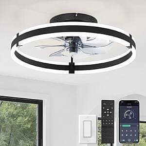 19.7" ZMISHIBO Low Profile Ceiling Fan w/ Lights & Remote (Black, 3000-6000K) $39.95 + Free S&H