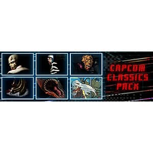 Capcom Classics collection featuring retro game covers including Resident Evil trilogy, Breath of Fire IV, and Dino Crisis 2.