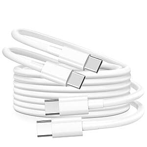 2-Pk OIITH 60W USB C to USB C Charging Cables (White) $6.50