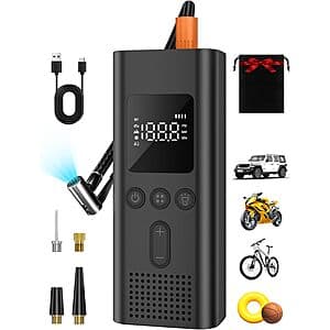 AIRSURE Cordless 150PSI Tire Inflator & Portable Air Compressor $9.50 & More
