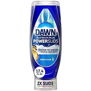 17.4-Oz Dawn Platinum Plus PowerSuds Liquid Dish Soap (Fresh Rain) $2.30 w/ S&S