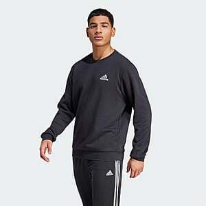 adidas Men's Essentials Fleece Sweatshirt (Black/White) $11 + Free Shipping