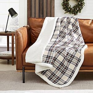 50" x 60" Eddie Bauer Reversible Sherpa & Brushed Fleece Blanket $13.25