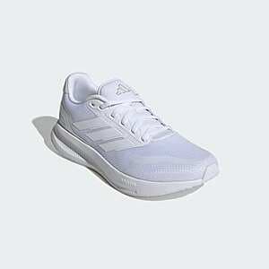 adidas Men's Runfalcon 5 running shoe in cloud white colorway with white midsole and sole.