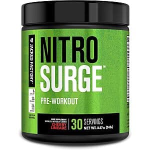 30-Servings Jacked Factory Nitro Surge Pre-Workout Powder (Cherry Limeade) $13 w/ S&S