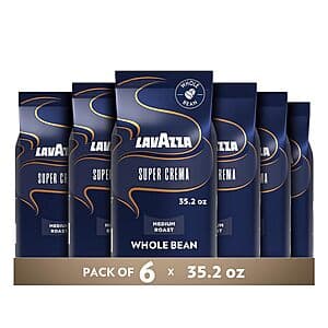 Select Accts: 6-Pk 2.2-Lb Lavazza Medium Roast Whole Bean Coffee (Super Crema) $87.70 w/ S&S + Free S&H