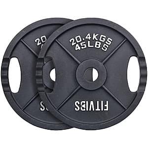 2x 45-lb Signature Fitness 2-Grip 2" Olympic Cast Iron Weight Plates $50 + Free Shipping
