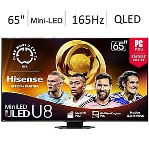 65" Hisense 65U8QG U8 Series Mini-LED ULED 4K Google Smart TV (2025 Model) $798.40 + Free Shipping