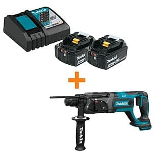 Makita 18V LXT Battery & Rapid Charger Pack (2-Ct 5Ah) w/ 18V 7/8" Rotary Hammer $199 + Free S&H