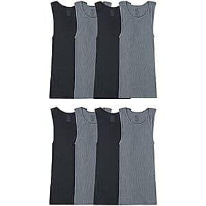 8-Count Fruit of the Loom Men's Tanks (Black/Grey) $13.35