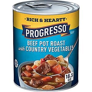 18.5-Oz Progresso Rich & Hearty Soup (Beef Pot Roast w/ Country Vegetables) $1