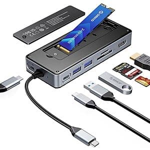 ORICO 8-in-1 USB-C Hub w/ M.2 NVMe/SATA SSD Enclosure $37.70 + Free S&H