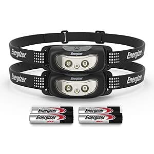 2-Pack Energizer Universal+ Lumen LED IPX4 Headlamps (Black) $7.65 or less
