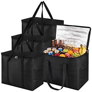 2-Pk 30L Dntorx Insulated Reusable Grocery Bags w/ Zipper Top (16" x 9" x 13") $9