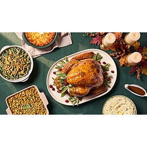 Butterball turkey with sweet potatoes arranged as a Thanksgiving meal bundle package.
