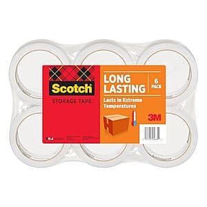 6-Count Scotch Long Lasting Storage Packaging Tape (1.88" x 54.6 yd) $12.50