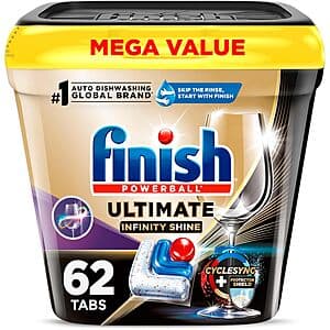 62-Count Finish Powerball Ultimate Infinity Shine Dishwasher Pods $13.15 w/ Subscribe & Save