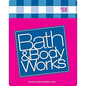 $50 Bath & Body Works Physical Gift Card $40 + Free Shipping