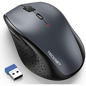 Tecknet 4000 DPI Ergonomic Wireless Silent Optical Mouse w/ 6 Buttons $4