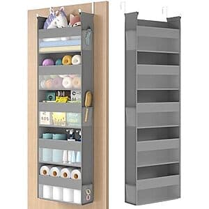 SONGMICS 5-Tier Over The Door Fabric Organizer w/ Pockets (Dove Gray) $11