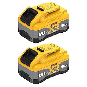 Select Stores: 2-Pk DeWALT 20V MAX XR POWER-Pack Lithium-Ion 8.0Ah Battery $182 (In-Store Purchase Only)