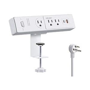 SUREANCE Desktop Mount Power Strip w/ 6' Cord, 3x AC, 2x USB (30W USB-C) $17 + Free S/H w/ Prime