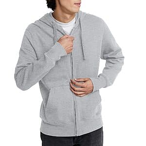 Hanes Men's Originals Full Heavyweight Zip-Up Hoodie Sweatshirt (Light Steel) $7