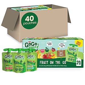 40-Count GoGo Squeez Fruit on the Go Snack Pouches (Various Flavors) $11.69 + Free S&H w/ Walmart+ or on $35+