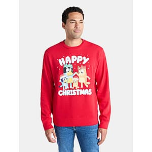 Bluey Men's Christmas Graphic Light Up Sweatshirt (Select Sizes, Red) $8
