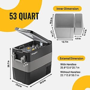 53-Quart BougeRV 12V Portable Car Refrigerator & Freezer $236 + Free S&H
