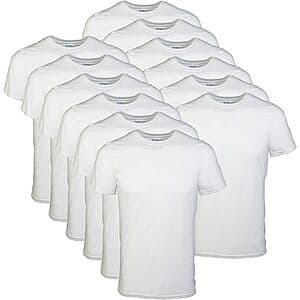 12-Pack Gildan Men's G1100 Crew T-Shirts: Black $23, White (Large) $20