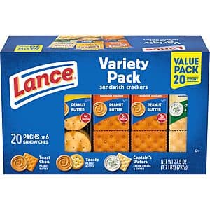 Select Accounts: 20-Pk Lance Sandwich Crackers (27.9-Oz Total, Variety Pack) $3.45 w/ S&S