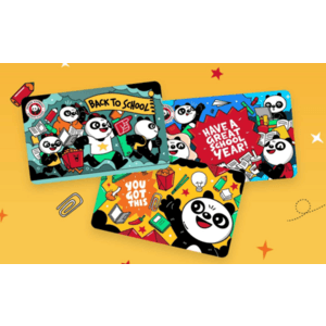Panda Express branded $50 gift card with promotional $10 bonus card offer details.